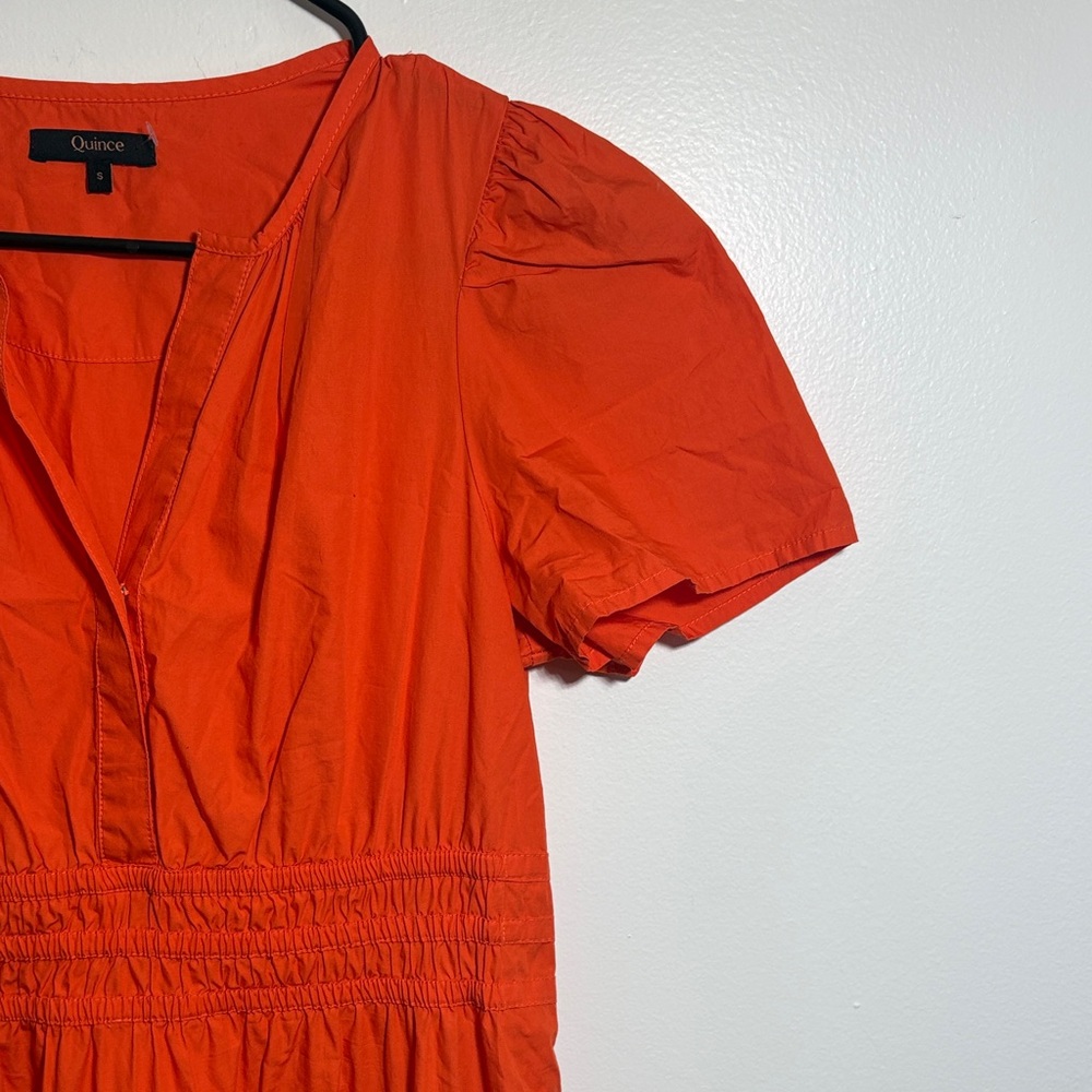 Quince 100% Organic Cotton Poplin Tiered Maxi Dress Orange Size S - Picture 11 of 13